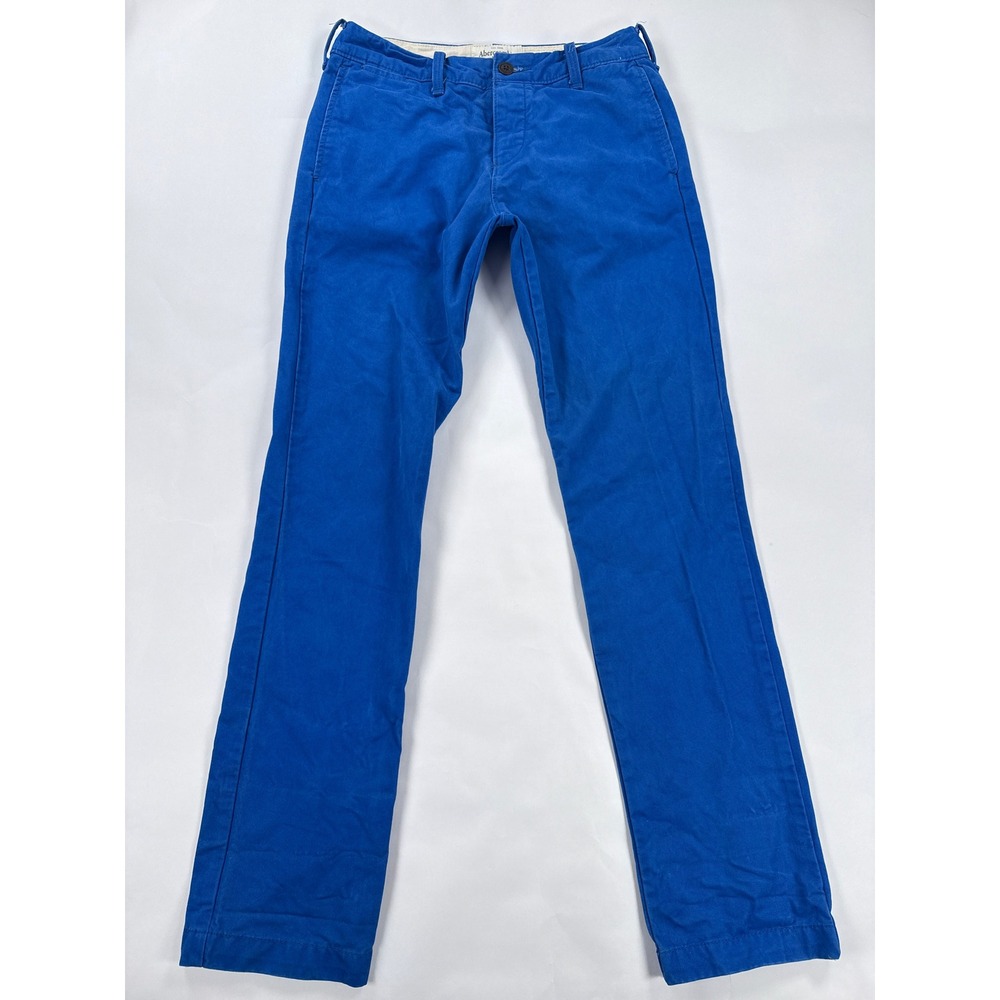 Abercrombie & Fitch Mens Chino Pants 30x32 Blue Straight Leg Button Fly Preppy